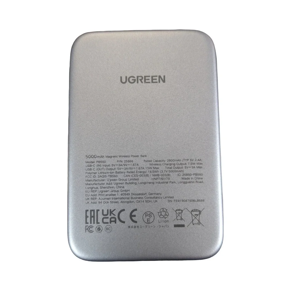 Nn6O Ugreen Magnetic Wireless‎ Fast Charging 15W Power Bank 5000mAh OB Read⬇️